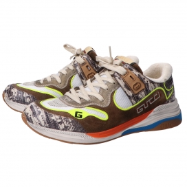 グッチの592345 ウルトラペース ヴィンテージ加工プリンテッドレザーメッシュパネルスニーカーの買取実績です。