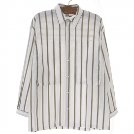 イートウツのSTRIPE LINEMAN SHIRT・ストライプラインマンシャツ トップス ホワイト×ブラウン コットンの買取実績です。