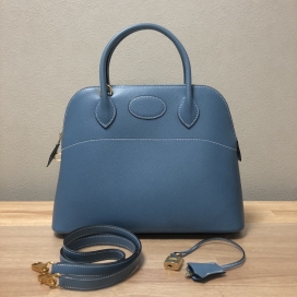 エルメスの2002年製 □F刻印 ボリード31 クシュベル ブルージーン ゴールド金具 付属品完備の買取実績です。