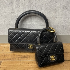 シャネル ブラック ラムスキン マトラッセ 親子バッグ ハンドバッグ 買取実績です。