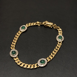 ピアジェの750刻印・K18 エメラルド×ダイヤモンド ブレスレット イエローゴールドの買取実績です。
