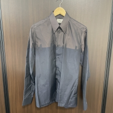 エルメス ダークブラウン×ネイビー バイカラーシルクシャツ 買取実績です。