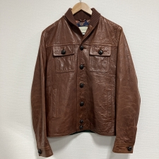 グッチ ブラウン ラムレザー×シルク ニット切り替えジャケット 474055 買取実績です。