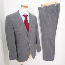 ヒューゴボス 正規 グレー TAILORED カルロ･バルベラ社生地 ウール ストライプ スーツ 買取実績です。