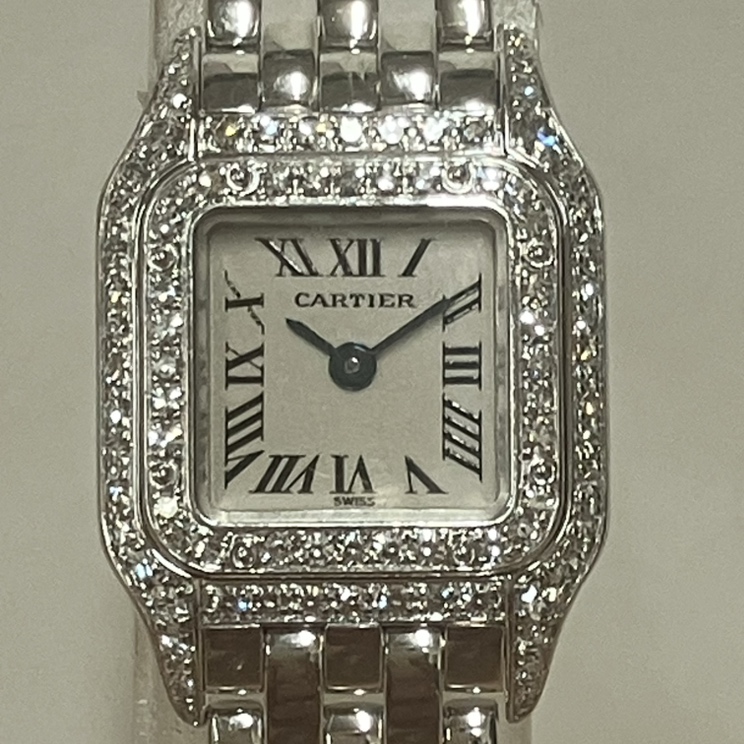 ★にこ★ カルティエ、ミニパンテール、ダイヤベゼル、WF3210F3 WF3210F3 シルバー Cartier（カルティエ）ミニパンテール ベゼルダイヤ