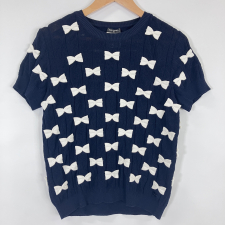 シャネル ネイビー リボンデザイン 半袖ニットトップス P49260K06198 買取実績です。