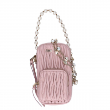 ミュウミュウ 5BP066 ピンク マテラッセ パール・クリスタルチェーン ショルダーバッグ 買取実績です。