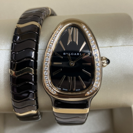 ブルガリの103060 750 セルペンティ スピガ ダイヤベゼル クオーツ ウォッチの買取実績です。