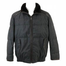 ブリオーニ グレー ウール・カシミヤ ビーバーファー襟 ストライプ ダウンジャケット 買取実績です。