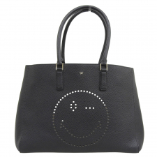 アニヤハインドマーチ ブラック スマイリーウィンク レザ ートートバッグ 買取実績です。