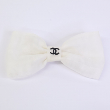 シャネル ホワイト 25S ココマーク刺繍 リボン バレッタ 買取実績です。