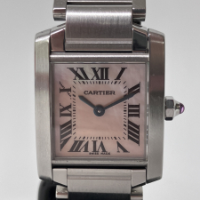 カルティエ ピンクシェル文字盤 SS タンクフランセーズSM W51028Q3 クオーツ時計 買取実績です。