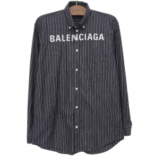 バレンシアガ  583989 フロント刺繍ロゴ ストライプ シャツ 買取実績です。