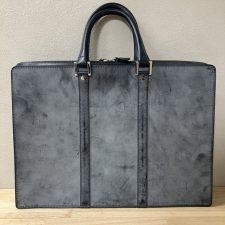 万双 m00000014 ネイビー ブライドルレザー 牛革 カーフ 天ファスナー ブリーフケース 買取実績です。