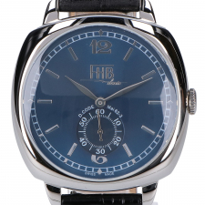 エフエイチビー 25周年記念 100本限定 F-901-SVBL 青文字盤 SS×革 スモールセコンド クオーツ 買取実績です。