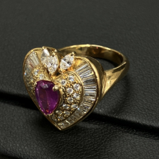 ルビー K18 ダイヤモンド1.43 R1.088刻印 ルビーハートデザインリング 買取実績です。