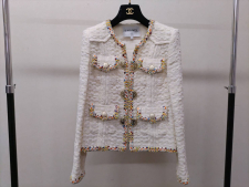 シャネル P55630 ココマークゴールドメダル フロントフック釦 ノーカラーツイードジャケット 買取実績です。