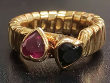 ブルガリ 750YG トゥボガス ピンクトルマリン×ペリドット ハートリング 買取実績です。