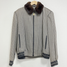 ジリー ブラック×ホワイト ハウンドトゥース カシミヤ100 ミンクライナー ジャケット 買取実績です。