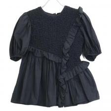 セシリーバンセン ブラック Carlotta Ruffled Cotton-Blend Poplin Top フリルブラウス 買取実績です。