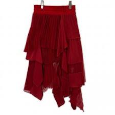 サカイ 22-06384 レッドサテン×プリーツシフォン ミックスアシンメトリースカート/Suiting Mix Skirt 買取実績です。