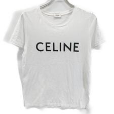 セリーヌ ホワイト コットン ロゴプリント Tシャツ 買取実績です。