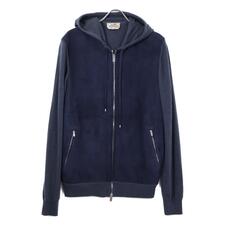 エルメス ネイビー スエードレザー×カシミヤ 切替ジップパーカー 買取実績です。