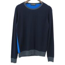 ジョンスメドレー ネイビー×ブルー ウール100 クルーネック ロングスリーブニット 買取実績です。