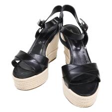 セルジオロッシ ブラック レザー ウェッジヒール サンダル 買取実績です。