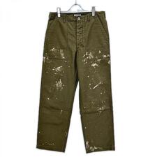 オーラリー A25AP01BP 25AW オリーブグリーン WASHED BAGGY SATIN BLEACHED BAKER PANTS ペイントブリーチパンツ 買取実績です。