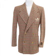新宿でグッチを買取。×アディダス ブラウン 691430 チェック ウール 金ボタン ダブルブレストジャケットを買取りました。状態は目立つ汚れ、使用感なし/綺麗