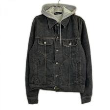 ドルチェ&ガッバーナ 03AW ブラック×グレー パーカードッキング ブラックデニムジャケット