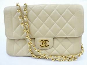 シャネル　ベージュ　マトラッセ　チェーンバッグ.JPG